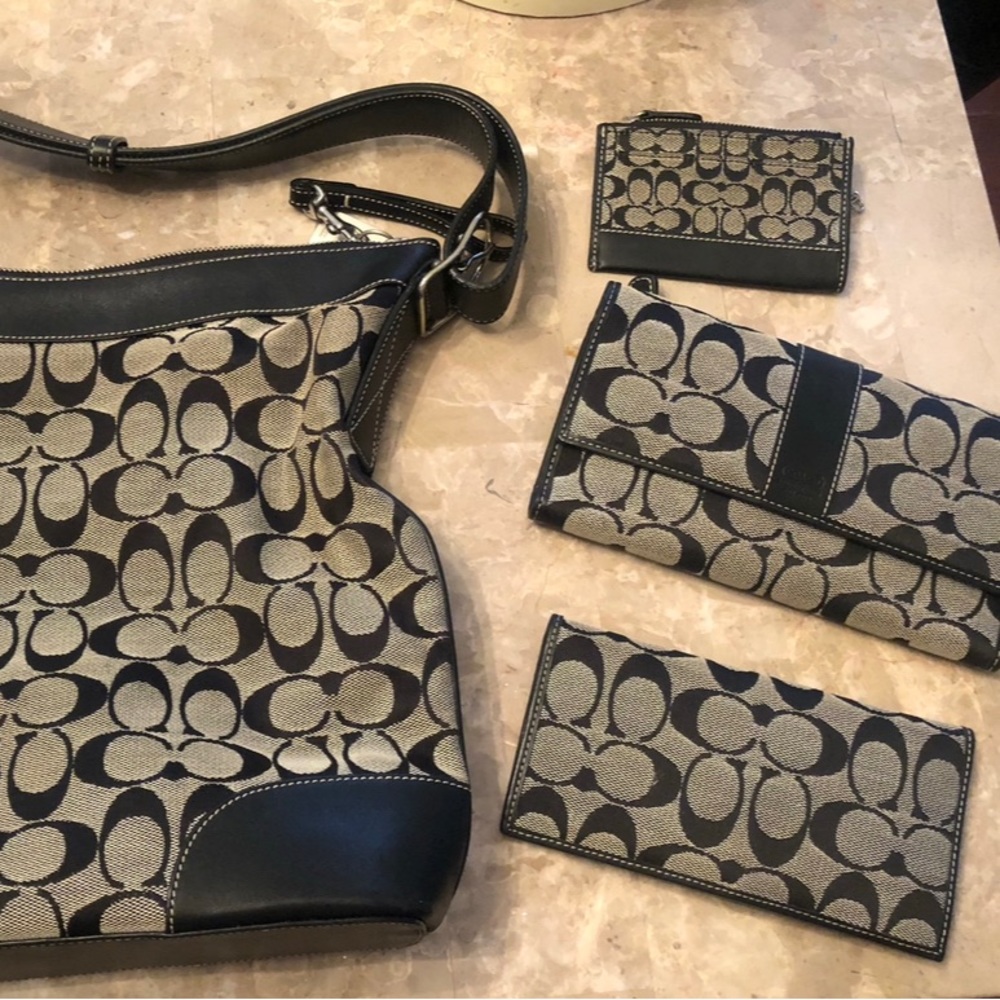 Coach handbag, wallet, and keychain